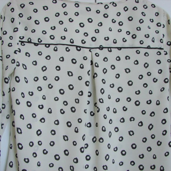 Zara Black and White Pattern Zipper Front V-neck Tunic Blouse Office Size Medium - Picture 11 of 12